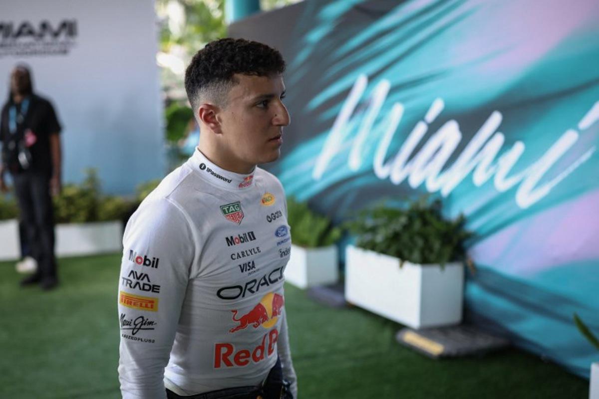 Red Bull Racing's French driver Isack Hadjar departs after the qualifying session for the 2026 Miami Formula One Grand Prix at Miami International Autodrome in Miami Gardens, Florida, on May 2, 2026. CHARLY TRIBALLEAU / AFP