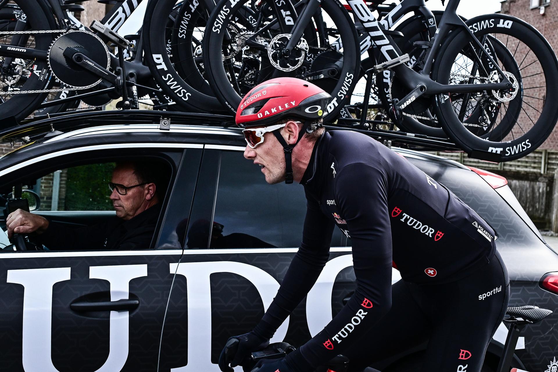 Swiss Joel Suter of Tudor Pro Cycling Team pictured in action during the 'Ronde van Brugge' men's elite one-day cycling race, 202,9 km from and to Brugge on Wednesday 25 March 2026. BELGA PHOTO MAARTEN STRAETEMANS