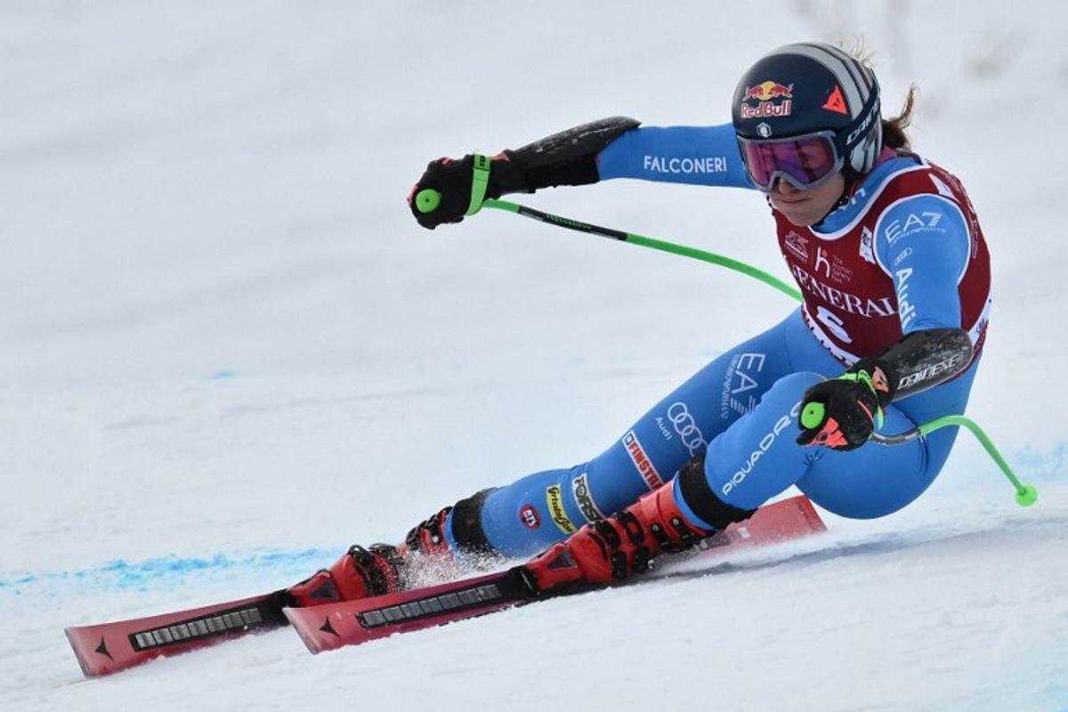 Italy's Sofia Goggia competes in the women's Super G event during the FIS Alpine Ski World Cup 2025-2026, in Val d'Isere, southwestern France, on December 21, 2025. Jeff PACHOUD / AFP