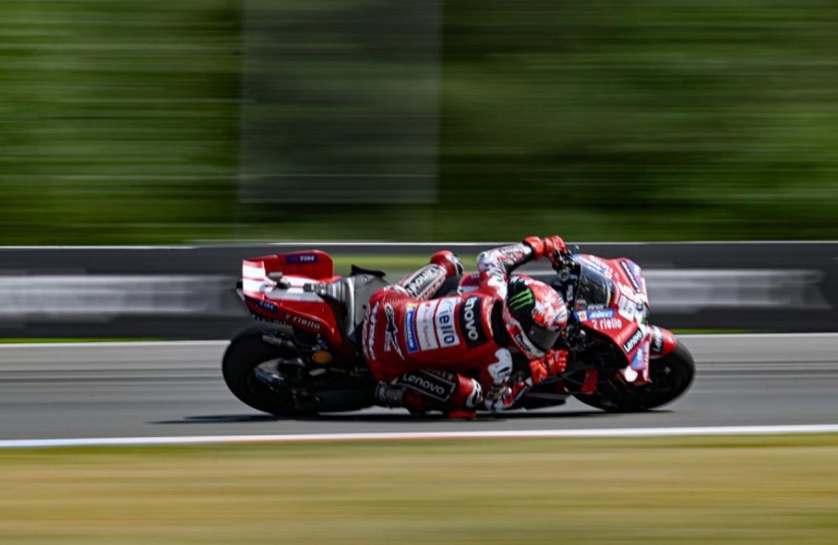 Team Ducati Lenovo Team's Francesco Bagnaia competes during the MotoGP Grand Prix of Czechia in Brno, Czech Republic, on June 21, 2026. Michal Cizek / AFP