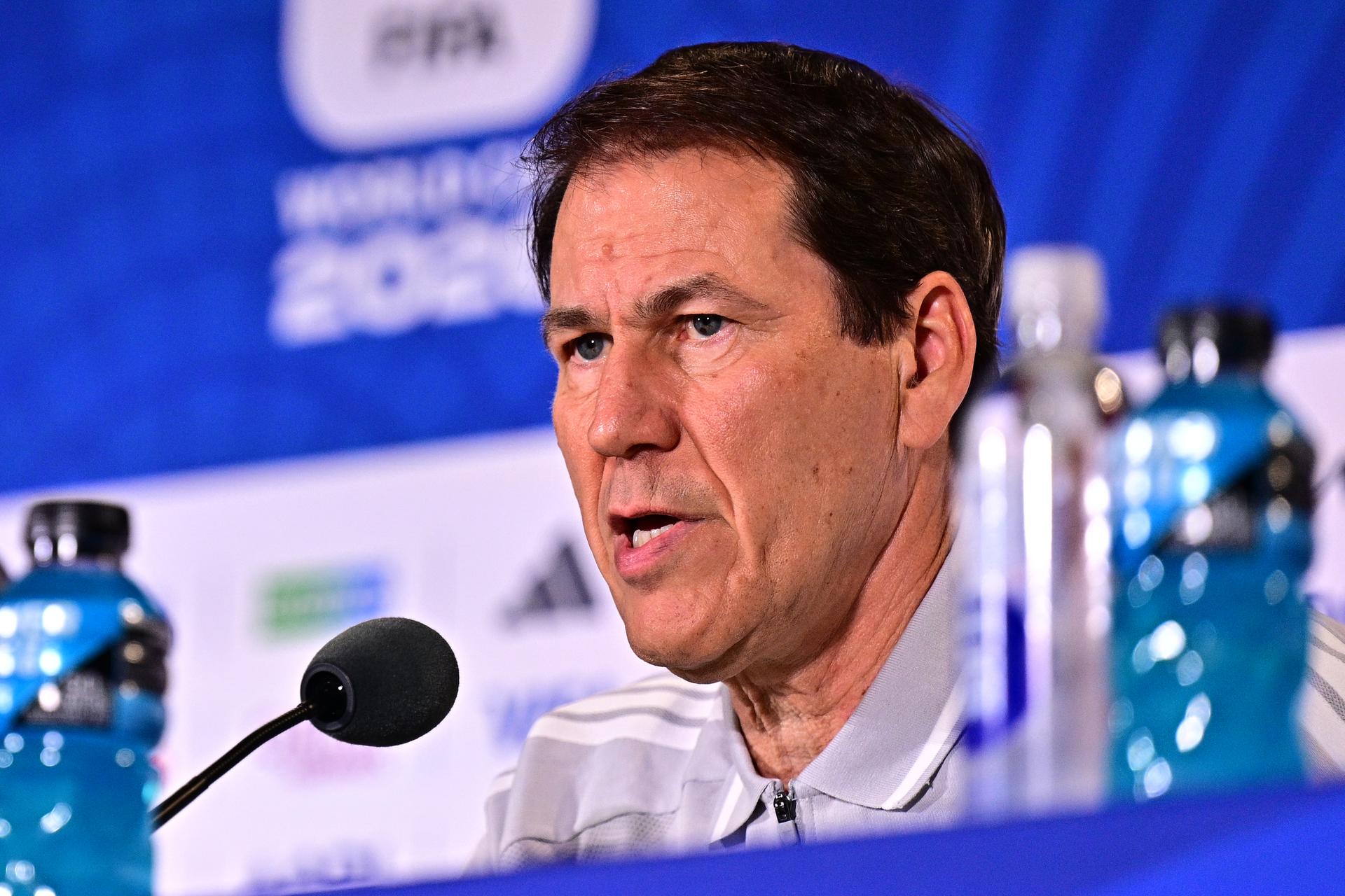 Belgium's head coach Rudi Garcia pictured during a press conference of Belgian national soccer team Red Devils, at the basecamp in Seattle, USA on Sunday 14 June 2026, ahead of their first game tomorrow against Egypt at the FIFA World Cup 2026. BELGA PHOTO DIRK WAEM