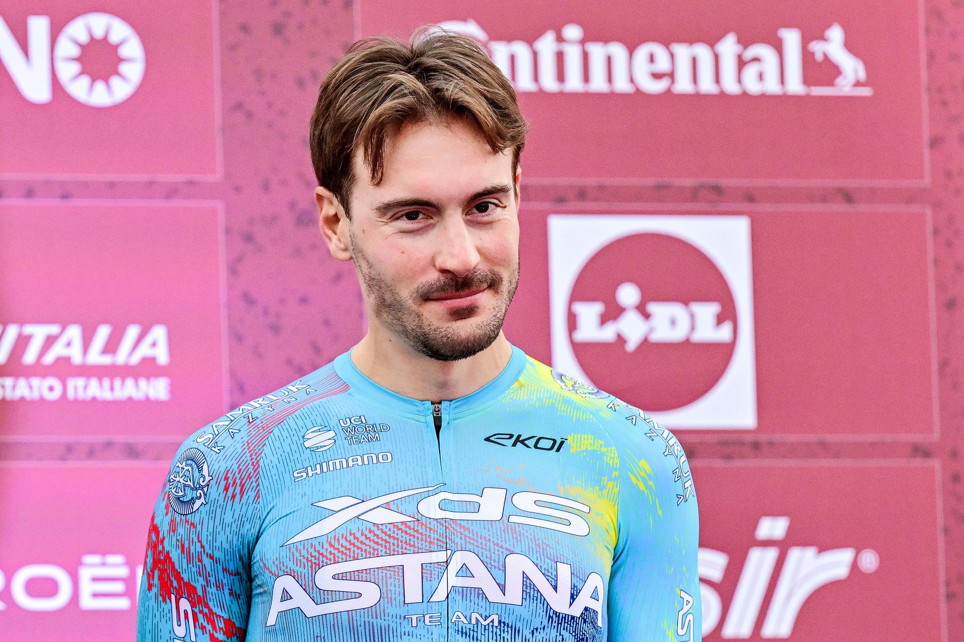 Italian Alberto Bettiol of XDS Astana Team pictured during the team presentations ahead of the 'Strade Bianche' one day cycling race from and to Siena, Italy, Friday 06 March 2026. BELGA PHOTO DIRK WAEM