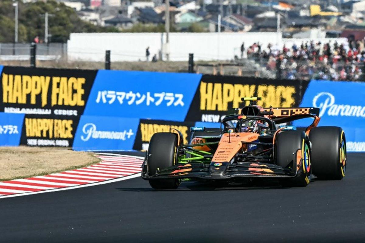 McLaren's British driver Lando Norris drives during the second practice session of the Formula One Japanese Grand Prix at the Suzuka circuit in Suzuka, Mie prefecture on April 4, 2025. Toshifumi KITAMURA / AFP