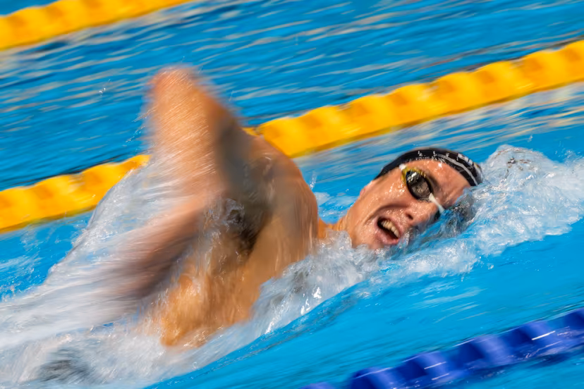 swimmer Lucas Henveaux pictured in action during the men's 1500m race, at the Open Belgian Swimming Championships 2026 (15-17/05), in Antwerp, on Sunday 17 May 2026. BELGA PHOTO DAVID PINTENS