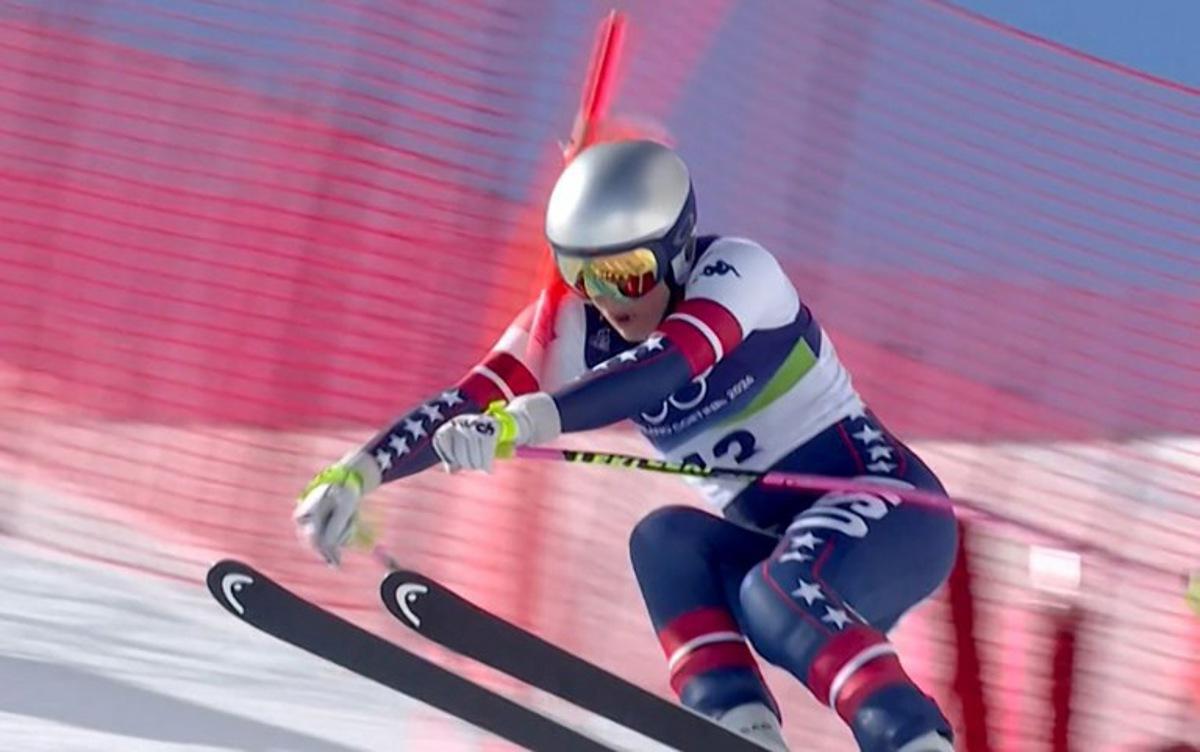 This handout video grab from IOC/OBS shows US Lindsey Vonn crashing during the women's downhill event at the Milano Cortina 2026 Winter Olympic Games in Cortina d'Ampezzo on February 8, 2026. Handout / OIS/IOC / OBS / AFP