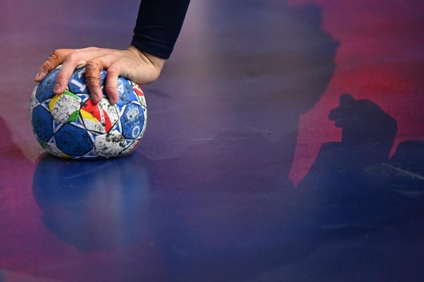 France's centre back #05 Nedim Remili holds the ball during the Men's EURO 2024 EHF Handball European Championship final match between France and Denmark in Cologne, western Germany on January 28, 2024. Kirill KUDRYAVTSEV / AFP
