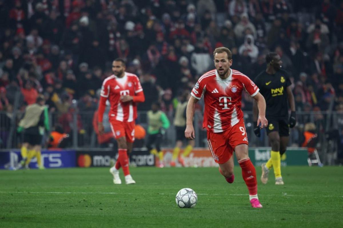 Bayern Munich's English forward #09 Harry Kane controls the ball during the UEFA Champions League football match between FC Bayern Munich (GER) and Royale Union St-Gilloise (BEL) in Munich, southern Germany, on January 21, 2026. Karl-Josef HILDENBRAND / AFP