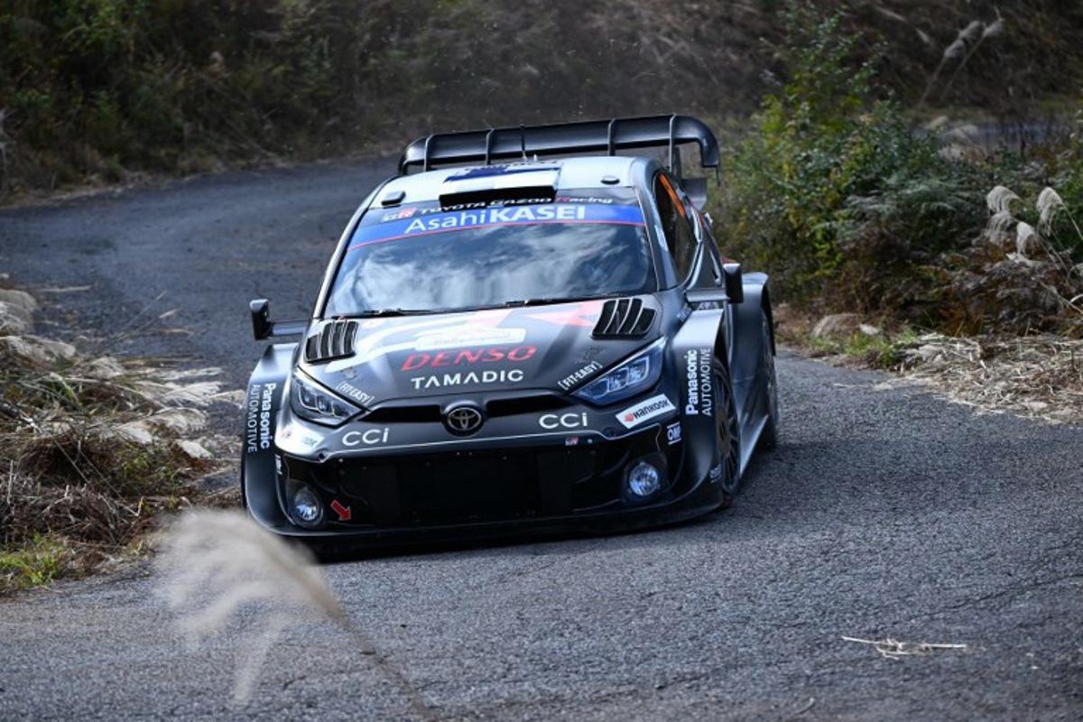 Kalle Rovanpera and his co-driver Jonne Halttiunen of Finland drive their Toyota GR Yaris Rally1 during the SS9 Ena section of the Rally Japan, the 13th round of FIA World Rally Championships, in Ena city, Gifu prefecture on November 8, 2025. Toshifumi KITAMURA / AFP