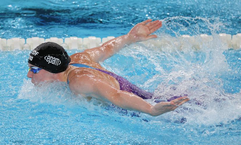 Belgian athlete Roos Vanotterdijk pictured in action during the heats of the 100m women butterfly race at the European Aquatics Championships in Paris, France on Thursday 13 August 2026. BELGA PHOTO VIRGINIE LEFOUR