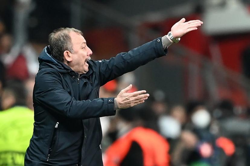 Besiktas' Turkish coach Sergen Yalcin reacts during the UEFA Champions League group C football match between Besiktas JK and AFC Ajax at Vodafone Park stadium in Istanbul on November 24, 2021. OZAN KOSE / AFP
