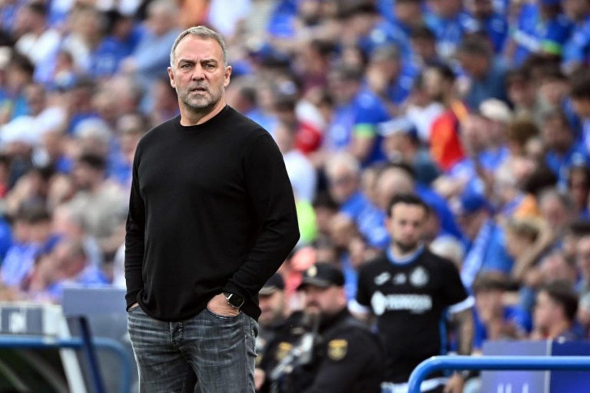 Barcelona's German coach Hans-Dieter Flick is pictured during the Spanish league football match between Getafe CF and FC Barcelona at the Coliseum stadium in Getafe on April 25 , 2026. Javier SORIANO / AFP