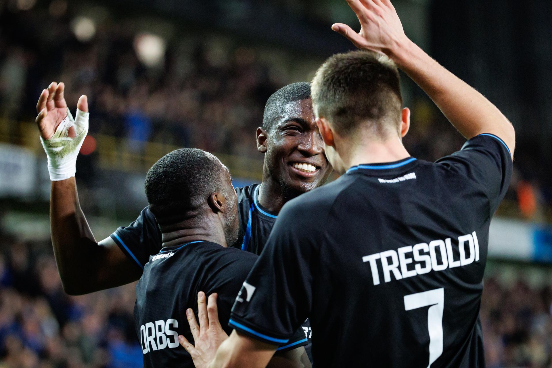 Club's Joel Ordonez celebrates after scoring during a soccer match between Club Brugge and Standard de Liege, Sunday 08 February 2026 in Brugge, on day 24 (out of 30) of the 2025-2026 'Jupiler Pro League' first division of the Belgian championship. BELGA PHOTO KURT DESPLENTER