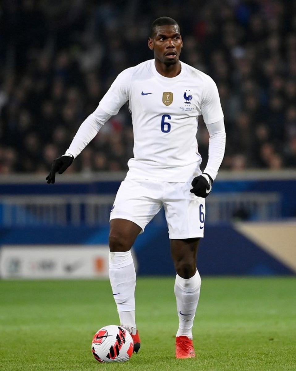 France's mdfielder Paul Pogba controls the ball during the friendly football match between France and South Africa at Pierre-Mauroy stadium in Villeneuve-d'Ascq, near Lille, northern France, on March 29, 2022. FRANCK FIFE / AFP