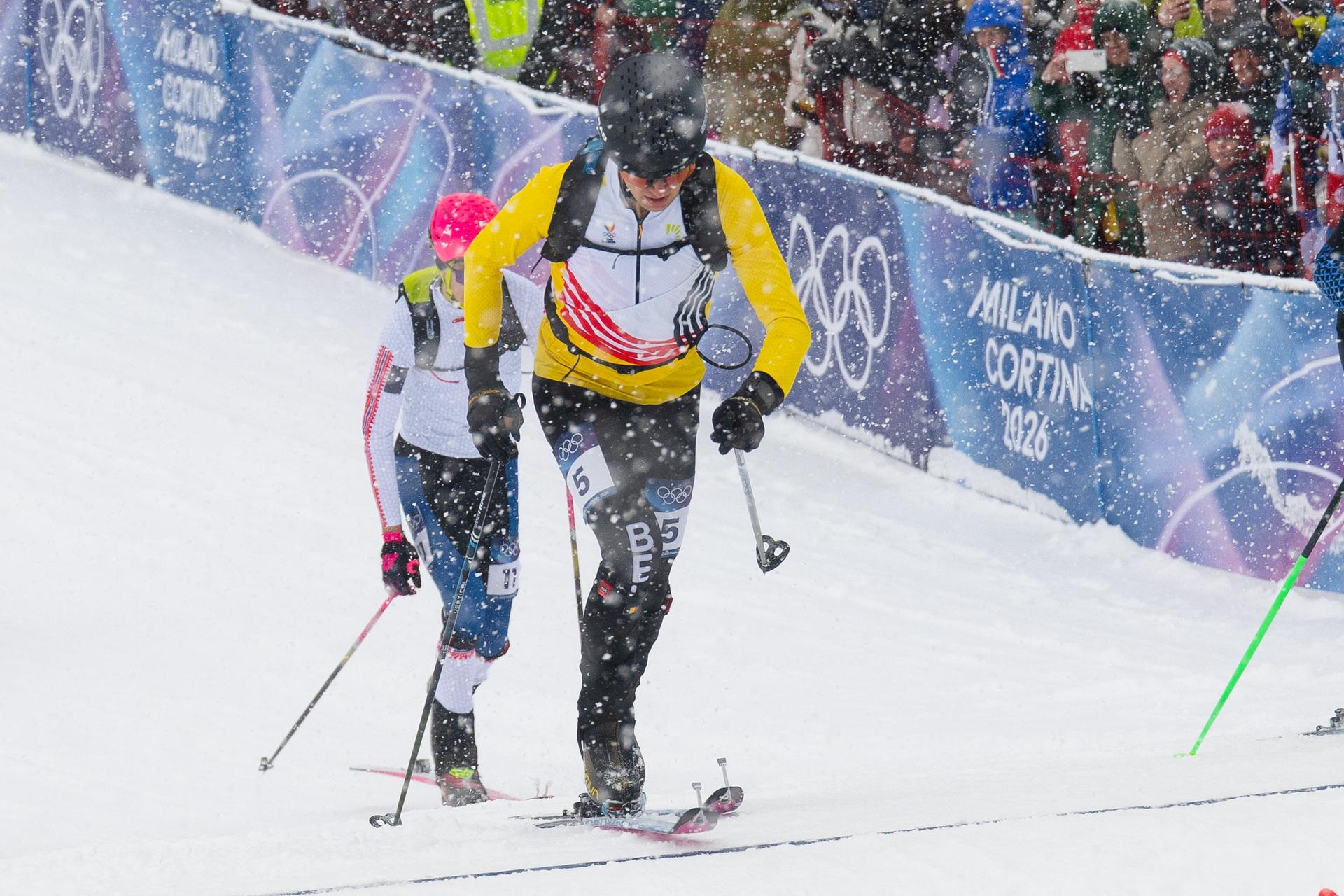 Maximilien Drion du Chapois of team Belgium competes the Men's Sprint Ski Montaineering on day thirteen of the Milano Cortina 2026 Winter Olympic games at Slelvio Ski Center in Bormio on February 19, 2026 in Livigno, Italy. Photo by Laurent Zabulon/ABACAPRESS.COM/ BENELUX ONLY