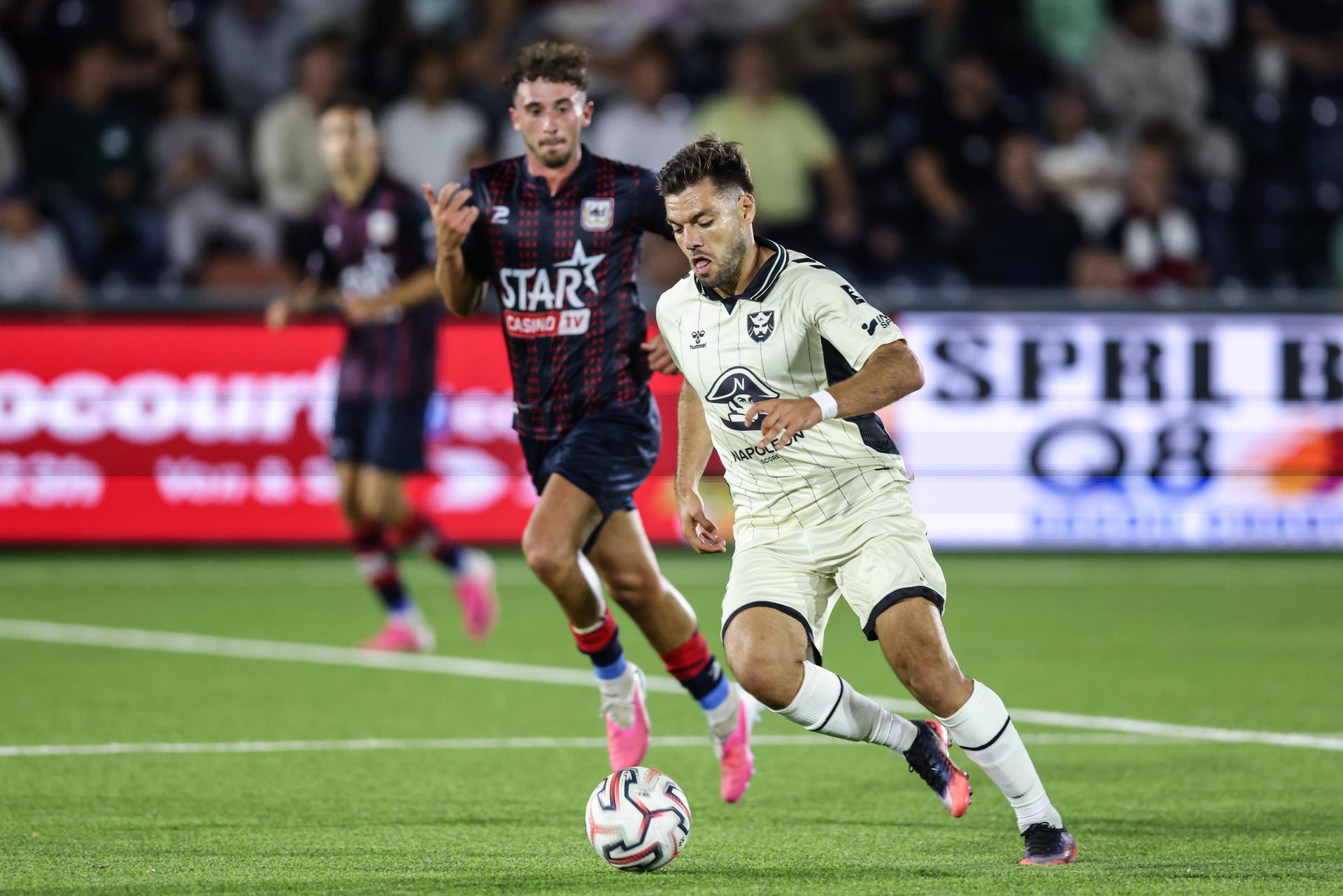 Francs Borains' Corenthyn Lavie is pictured in action during a soccer match between RFC Liege and Royal Francs Borains, Monday 17 August 2026 in Liege, on day 1 of the 2026-2027 'Challenger Pro League' second highest division of the Belgian championship. BELGA PHOTO BRUNO FAHY