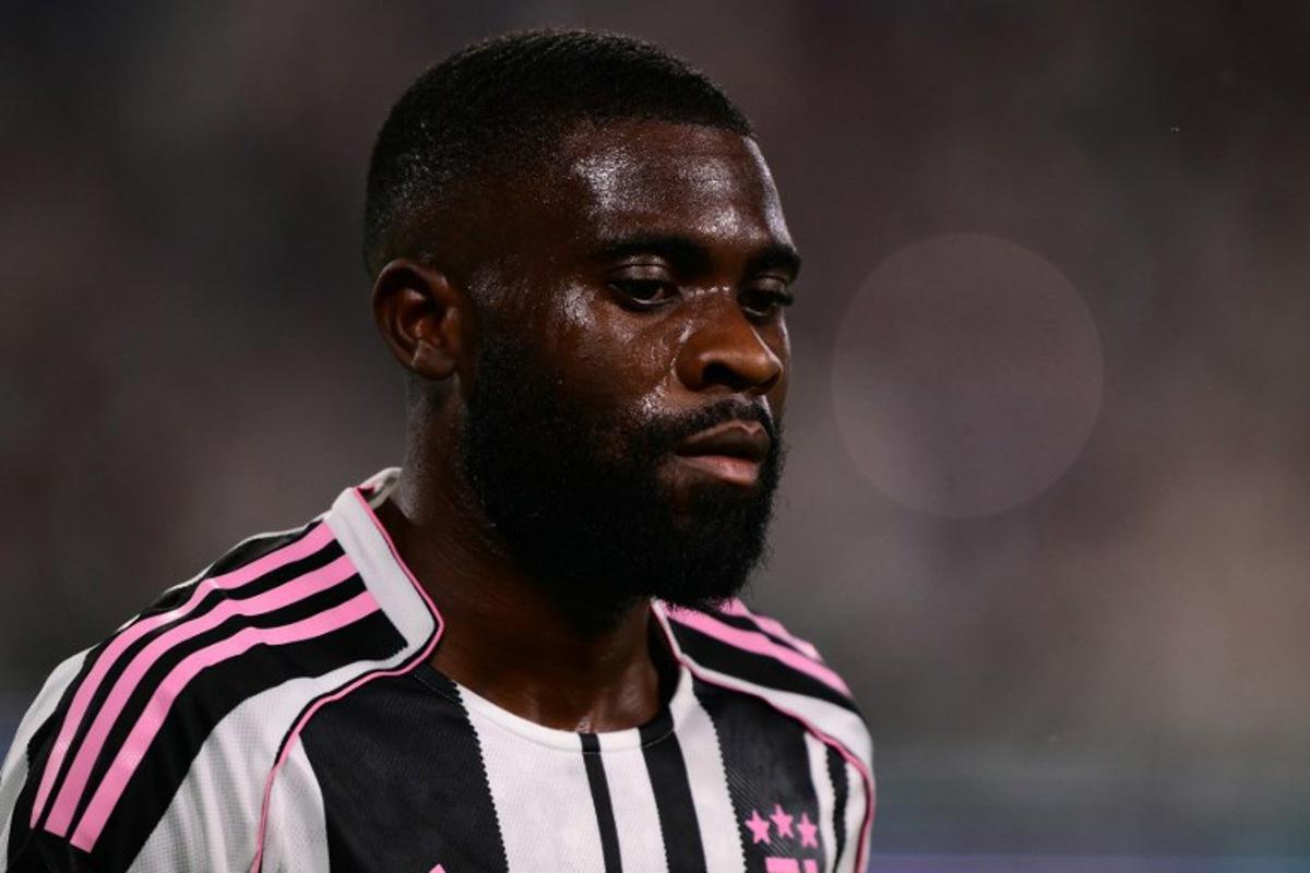 Juventus' Ivorian forward #13 Jeremie Boga looks on during the Italian Serie A football match between Juventus and Bologna at the Allianz stadium in Turin, on April 19, 2026. Marco BERTORELLO / AFP