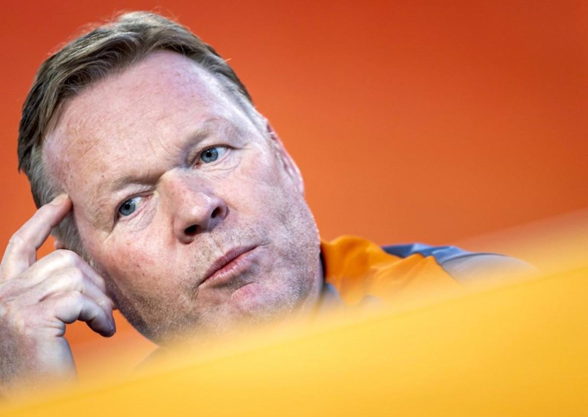 The Netherlands' Dutch coach Ronald Koeman attends a press conference at the KNVB Campus in Zeist on March 19, 2025, on the eve of their UEFA Nations League quarter-final football match against Spain. Koen van Weel / ANP / AFP
