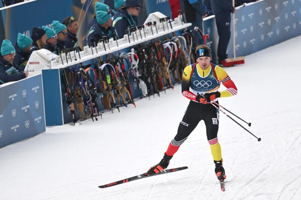 Belgium's Florent Claude (61) competes in the Biathlon Men's 20km Individual competition at the Anterselva Biathlon Arena in Cortina during the Milan Cortina 2026 Winter Olympics, Cortina, Italy, February 10, 2026. (Photo by Anthony Behar/Sipa USA) BELGIUM ONLY