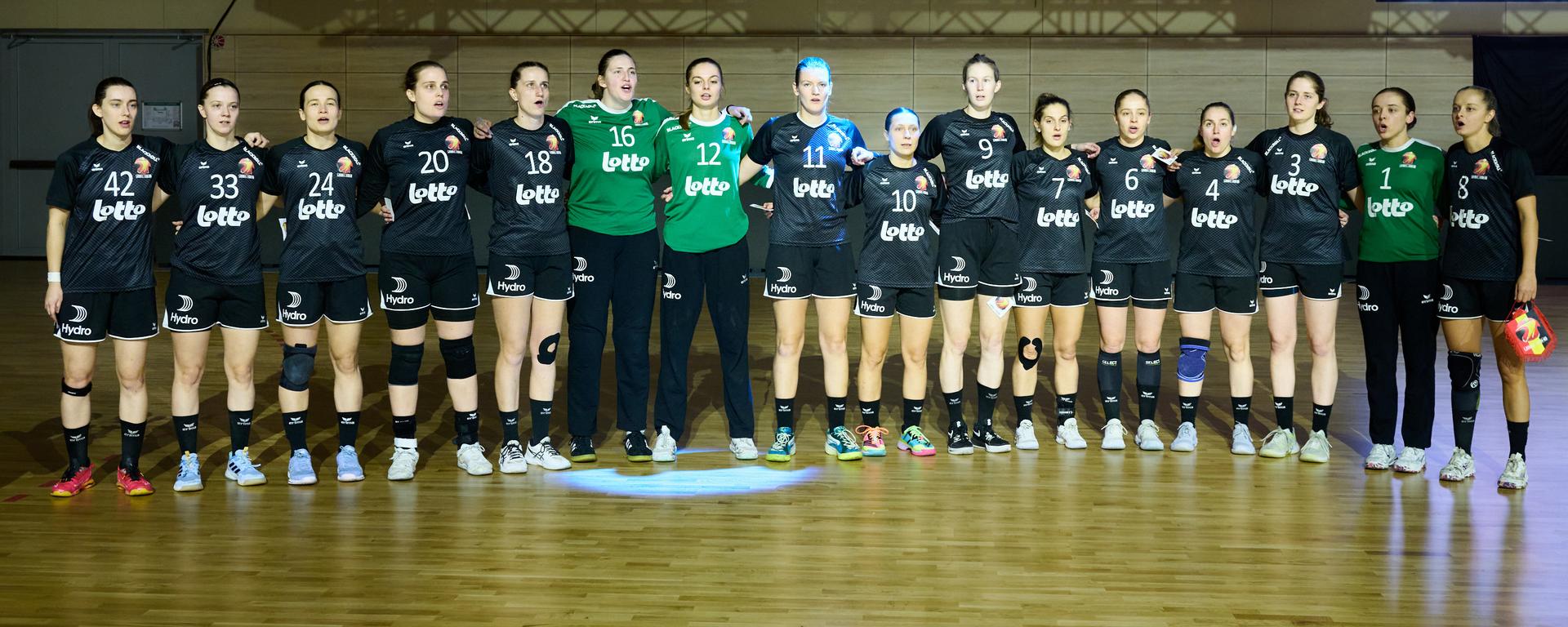 ATTENTION EDITORS - HAND OUT PICTURES - EDITORIAL USE WITH STORY ON HANDBALL ONLY - MANDATORY CREDIT ALAIN DECAMPS Hand out pictures released by Alain Decamps shows The Belgian team during the friendly handball game between Luxembourg and the Black Arrows, Belgium national women handball team, on Saturday 22 November 2025 in Differdange, Luxembourg. HAND OUT - ALAIN DECAMPS Belga and Belga Editorial Board decline all responsibility regarding the content of this picture.
