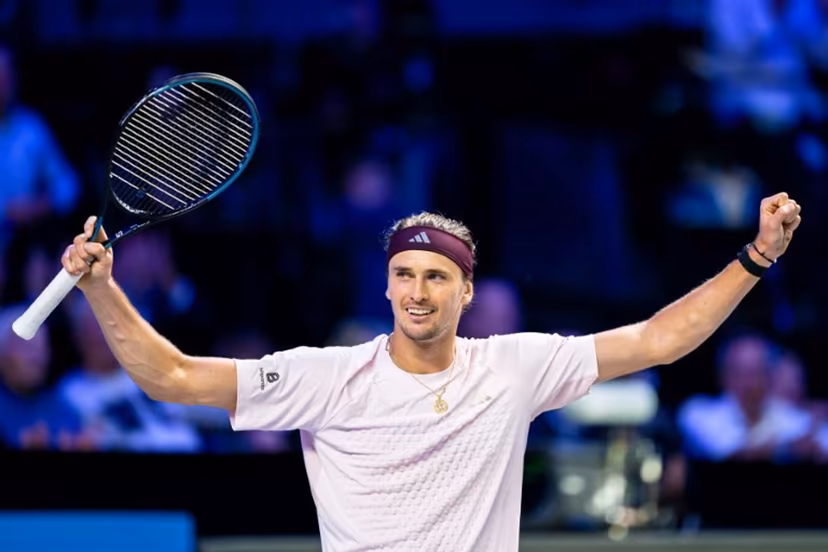 Germany's Alexander Zverev celebrates after winning against Spain's Martin Landaluce during the Erste Bank Open 2026 ATP 500 tennis tournament in Vienna, Austria, on October 27, 2026. MAX SLOVENCIK / APA / AFP