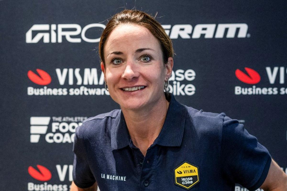 Dutch cyclist Marianne Vos joints a press conference in Maastricht, on April 19 ahead of the 2025 Amstel Gold Race. Dutch cyclist Marianne Vos, 37 years-old, announced that she will remain with the cycling team Team Visma Lease a Bike indefinitely, until the end of the active cycling career. Vincent Jannink / ANP / AFP