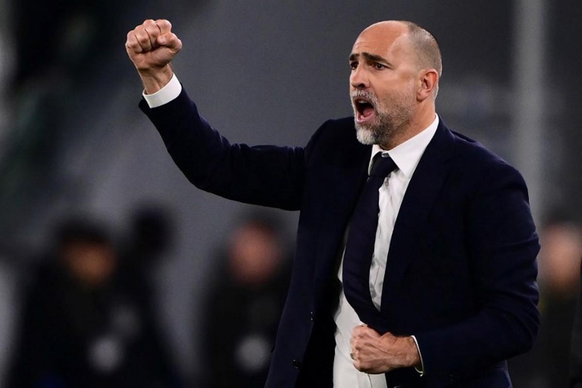 Juventus' Croatian coach Igor Tudor reacts at the end of the Italian Serie A football match between Juventus and Lecce at the Juventus Stadium in Turin on April 12, 2025. MARCO BERTORELLO / AFP