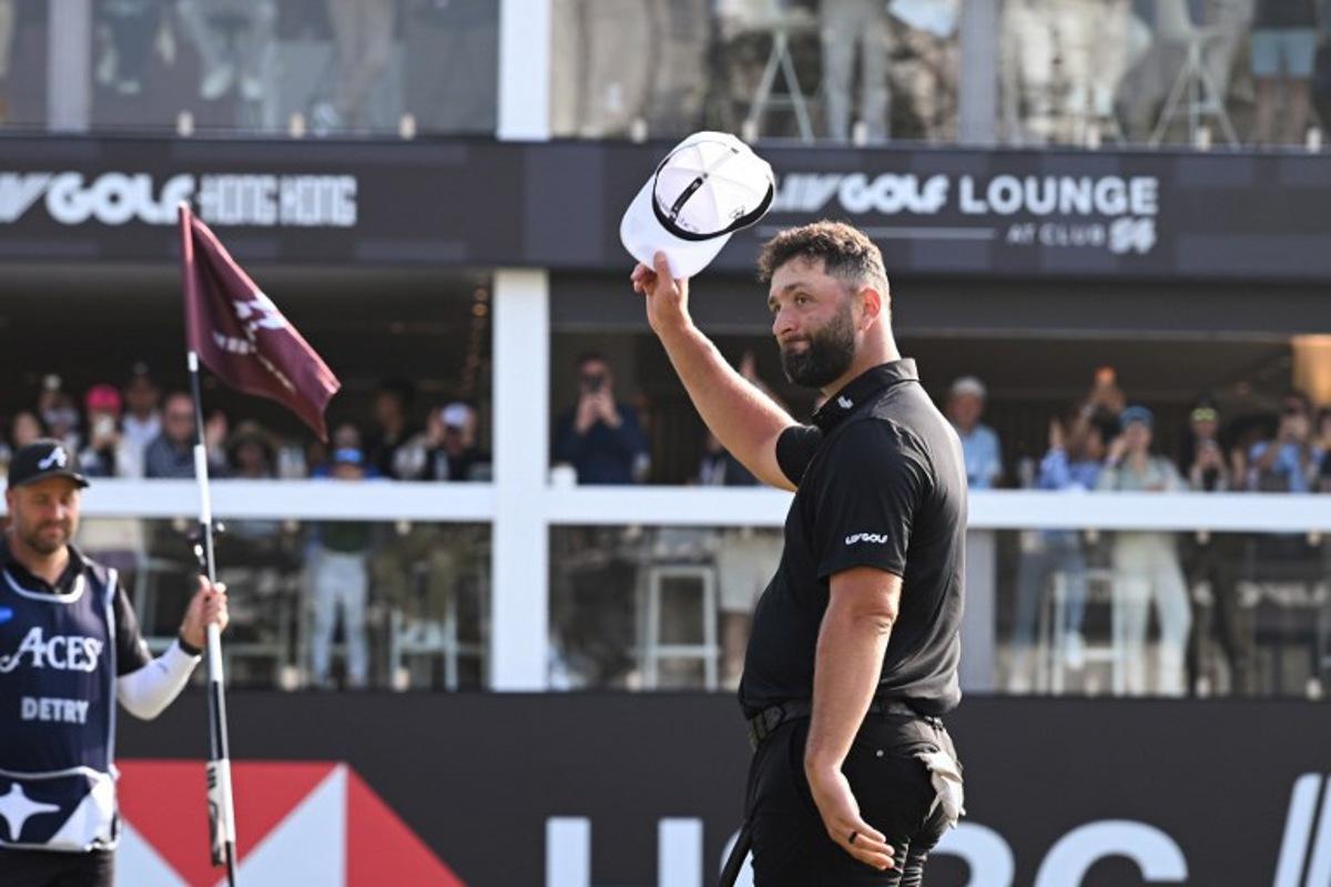 LIV Golf team Legion XIII GC captain Jon Rahm of Spain celebrates winning the individual competition on day four of the LIV Golf tournament at Fanling golf club in Hong Kong on March 8, 2026. Peter PARKS / AFP