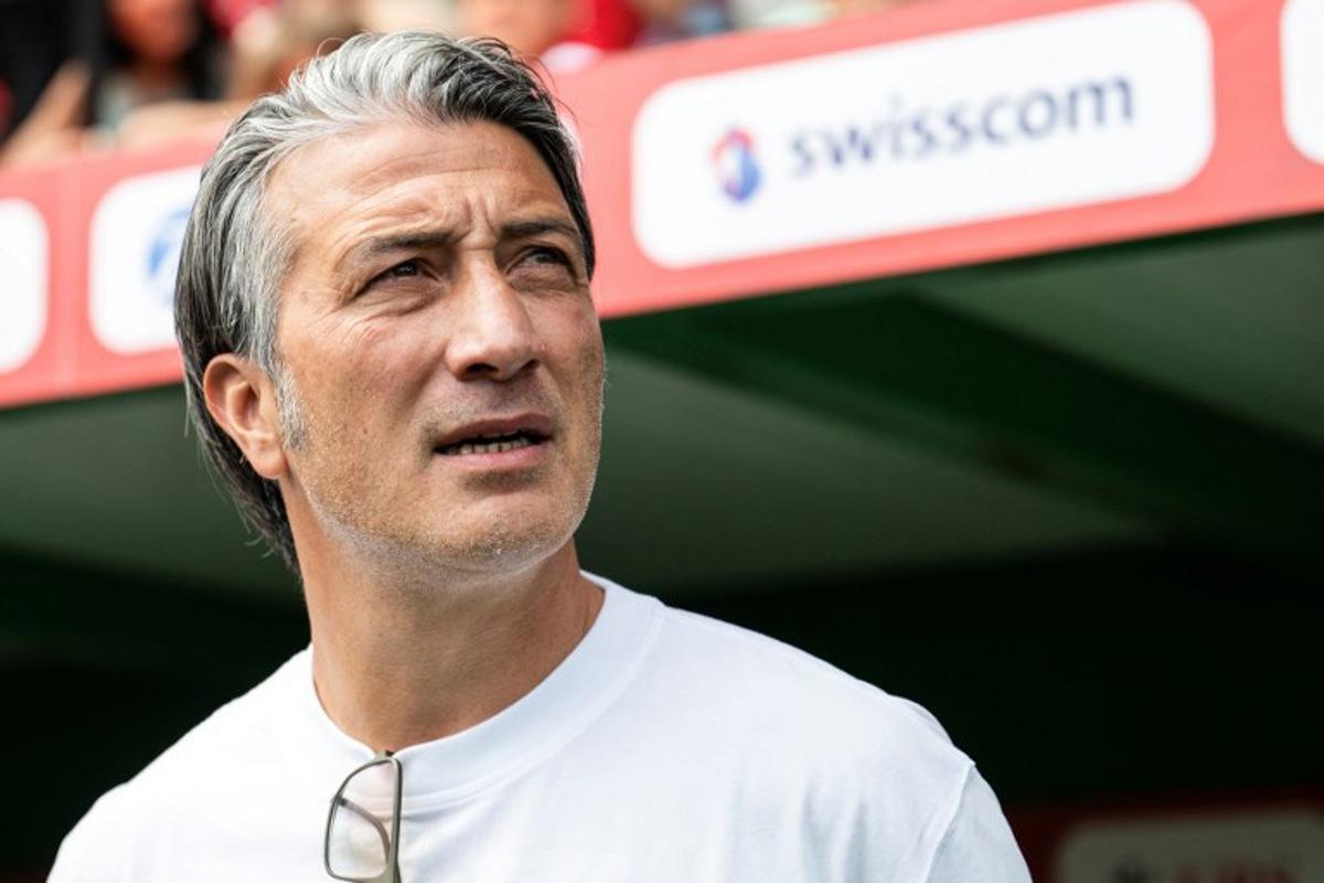 Switzerland's Swiss head coach Murat Yakin looks on during a friendly match between Switzerland and Jordan ahead of the 2026 FIFA World Cup football tournament at the Kybunpark stadium, in St. Gallen, on May 31, 2026. Ennio LEANZA / AFP