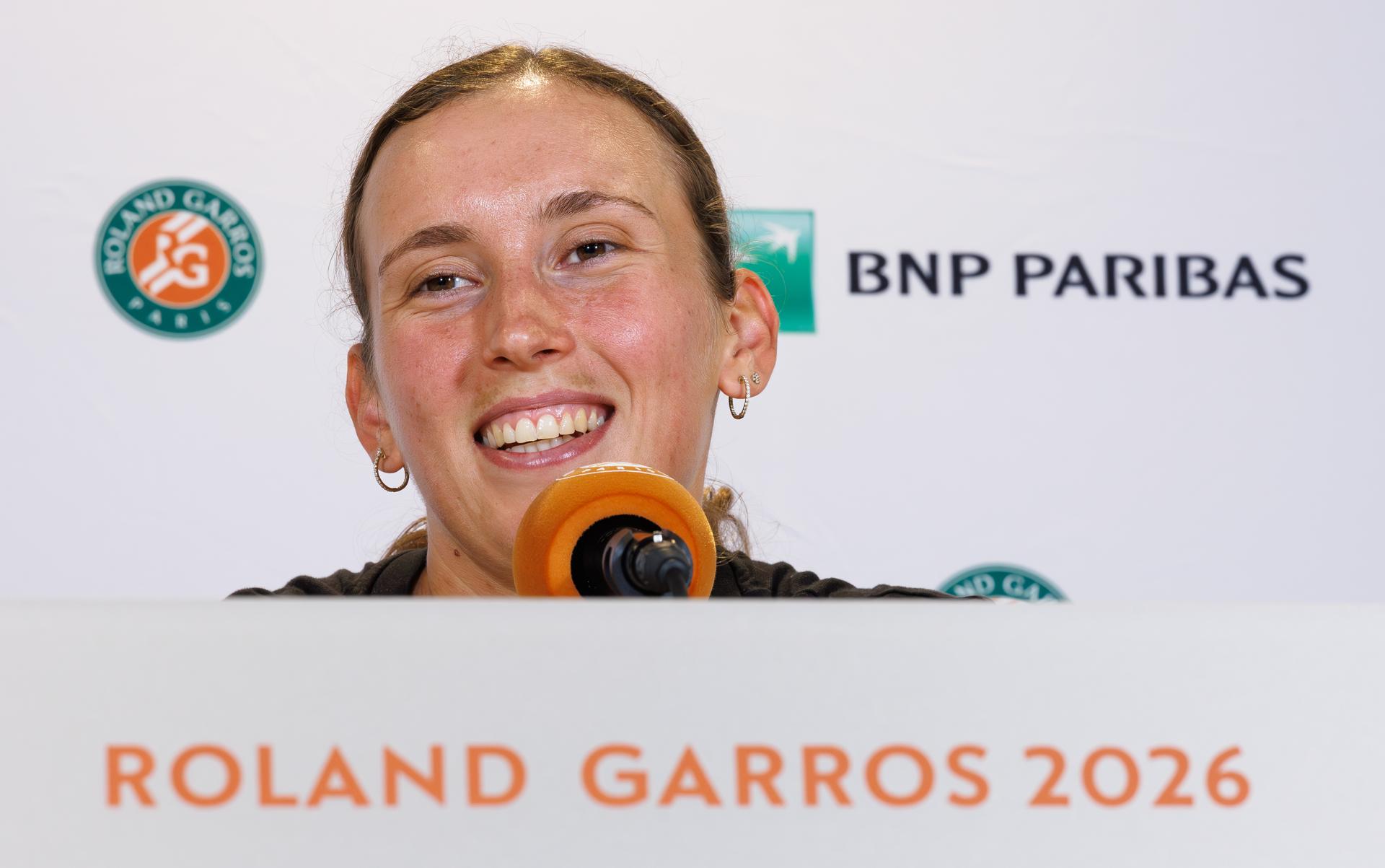 Belgian Elise Mertens pictured during an interview before the Roland Garros French Open tennis tournament, in Paris, France, Saturday 23 May 2026. This year's tournament takes place from 24 May to 07 June. BELGA PHOTO BENOIT DOPPAGNE
