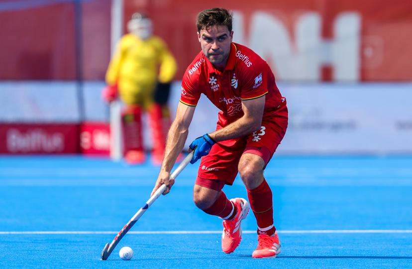 Belgium's Arthur de Sloover pictured in action during a hockey game between Belgian national team Red Lions and Pakistan, Saturday 13 June 2026 in Wavre, match 9/16 in the group stage of the men's FIH Pro League competition. BELGA PHOTO VIRGINIE LEFOUR