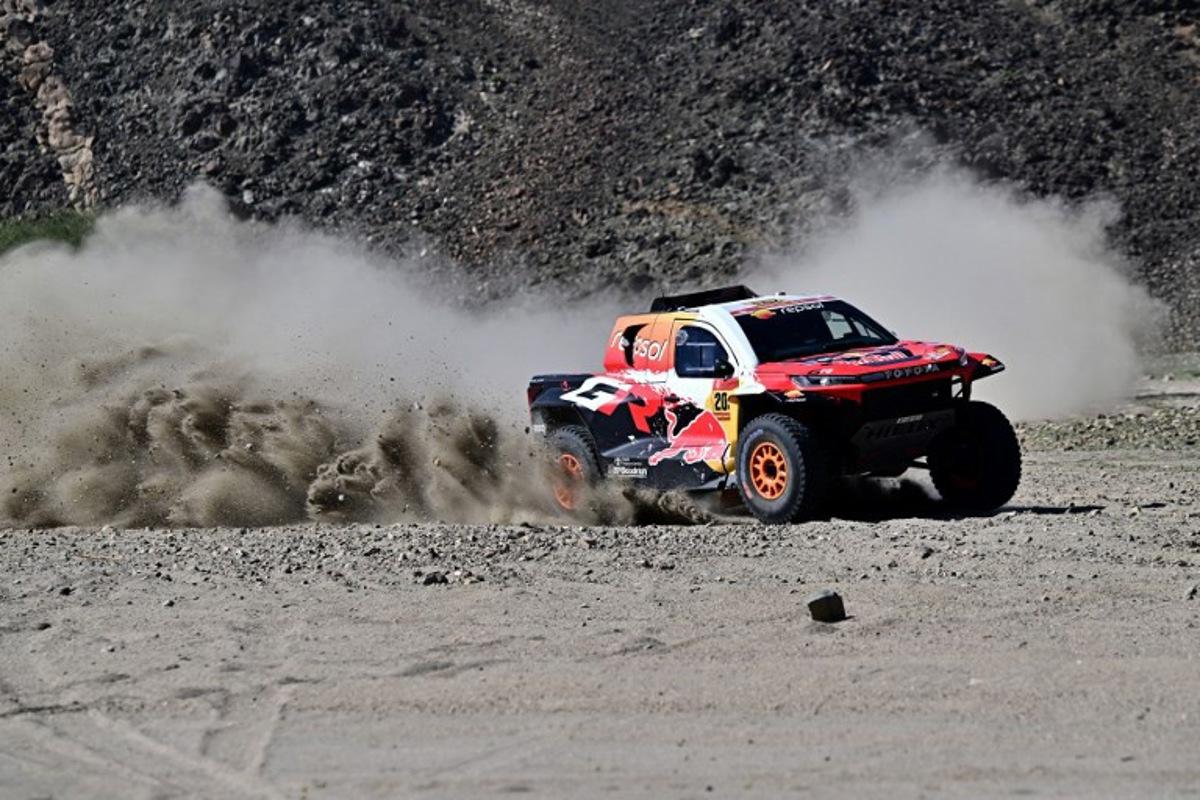 Toyota Gazoo Racing W2RC US' driver Seth Quintero and US' co-driver Andrew Shorts compete in the prologue, which determines the starting line-up for the first stage of the 48th edition of the Dakar Rally 2026, between Yanbu and Yanbu, Saudi Arabia, on January 3, 2026. Giuseppe CACACE / AFP