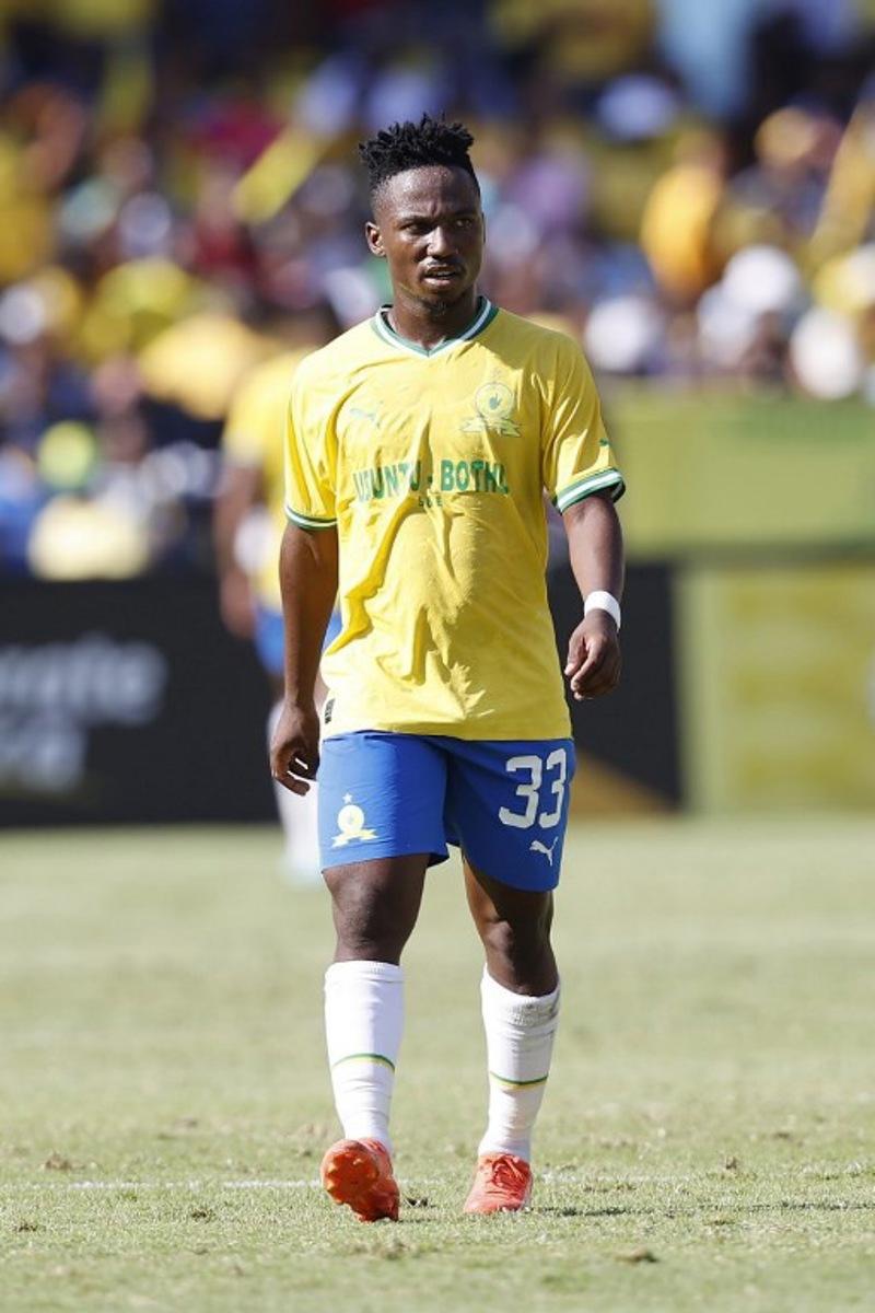 Sundowns' midfielder Cassius Mailula reacts in the pitch during the CAF Champions League group B match between South Africa's Mamelodi Sundowns and Egypt's al-Ahly at Loftus Versfeld in Pretoria on March 11, 2023. Phill Magakoe / AFP