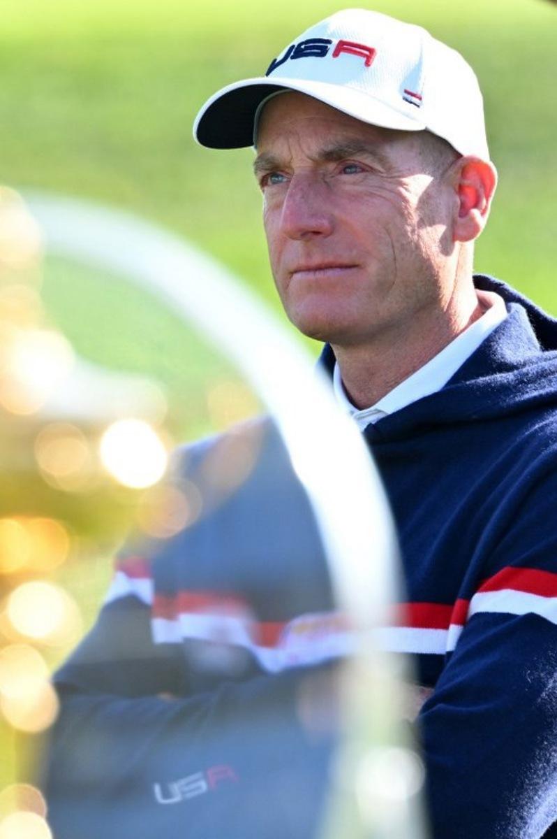 US vice-captain, Jim Furyk waits for the US team official team portraits ahead of the 44th Ryder Cup at the Marco Simone Golf and Country Club in Rome on September 28, 2023. Andreas SOLARO / AFP