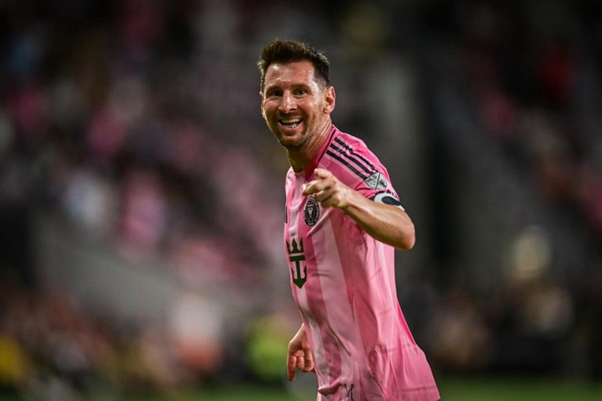 Inter Miami's Argentine forward #10 Lionel Messi celebrates a goal during a Major League Soccer (MLS) regular season football match between Inter Miami CF and Orlando City SC at NU Stadium in Miami, on May 2, 2026. Giorgio Viera / AFP