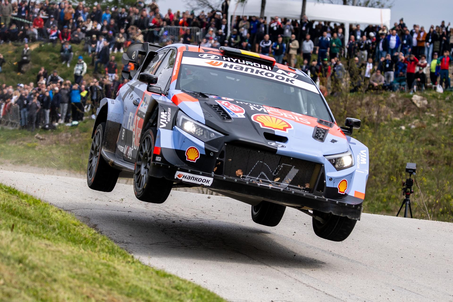 Thierry Neuville of Belgium and Martijn Wydaeghe of Belgium from Hyundai Shell Mobis World Rally Team in Hyundai i20 N Rally1 competes during Day Three of the FIA World Rally Championship Croatia on April 11, 2026 in village Pecurkovo Brdo - Mreznicki Novaki, Karlovac County, Croatia. Photo: Igor Kralj/PIXSELL BELGIUM ONLY - ATTENTION EDITORS - BENELUX ONLY. -