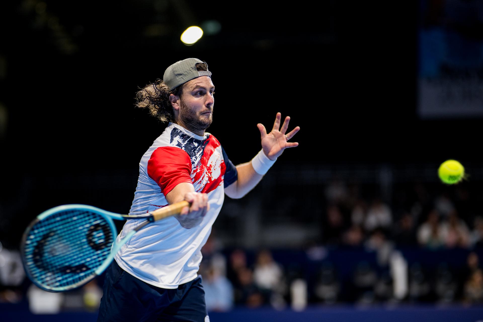 Argentinian Marco Trungelliti pictured in action during the European Open ATP tennis tournament in Brussels, on Sunday 12 October 2025. This year's edition of the tournament is taking place from 12 to 19 October 2025. BELGA PHOTO JASPER JACOBS