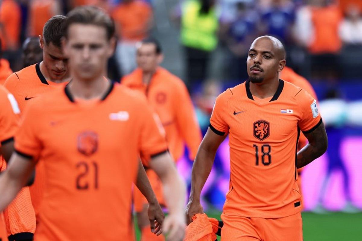 Netherlands' forward #18 Donyell Malen arrives for the 2026 World Cup Group F football match between the Netherlands and Japan at the Dallas Stadium in Arlington on June 14, 2026. Aric Becker / AFP