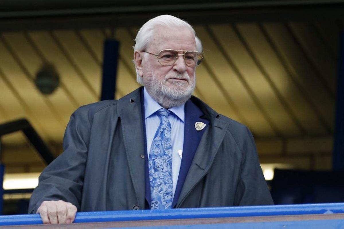 Former Chelsea chairman Ken Bates awaits kick off in the English Premier League football match between Chelsea and Sunderland at Stamford Bridge in London on May 21, 2017. Ian KINGTON / AFP