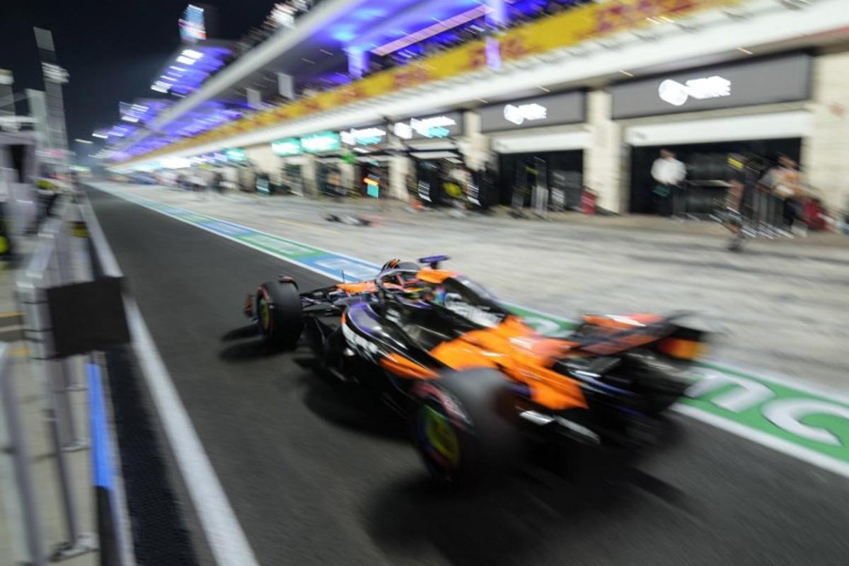 McLaren's Australian driver Oscar Piastri leaves the pit during the qualifying session ahead of the Formula One Qatar Grand Prix at the Lusail International Circuit in Lusail on November 29, 2025. Darko Bandic / POOL / AFP