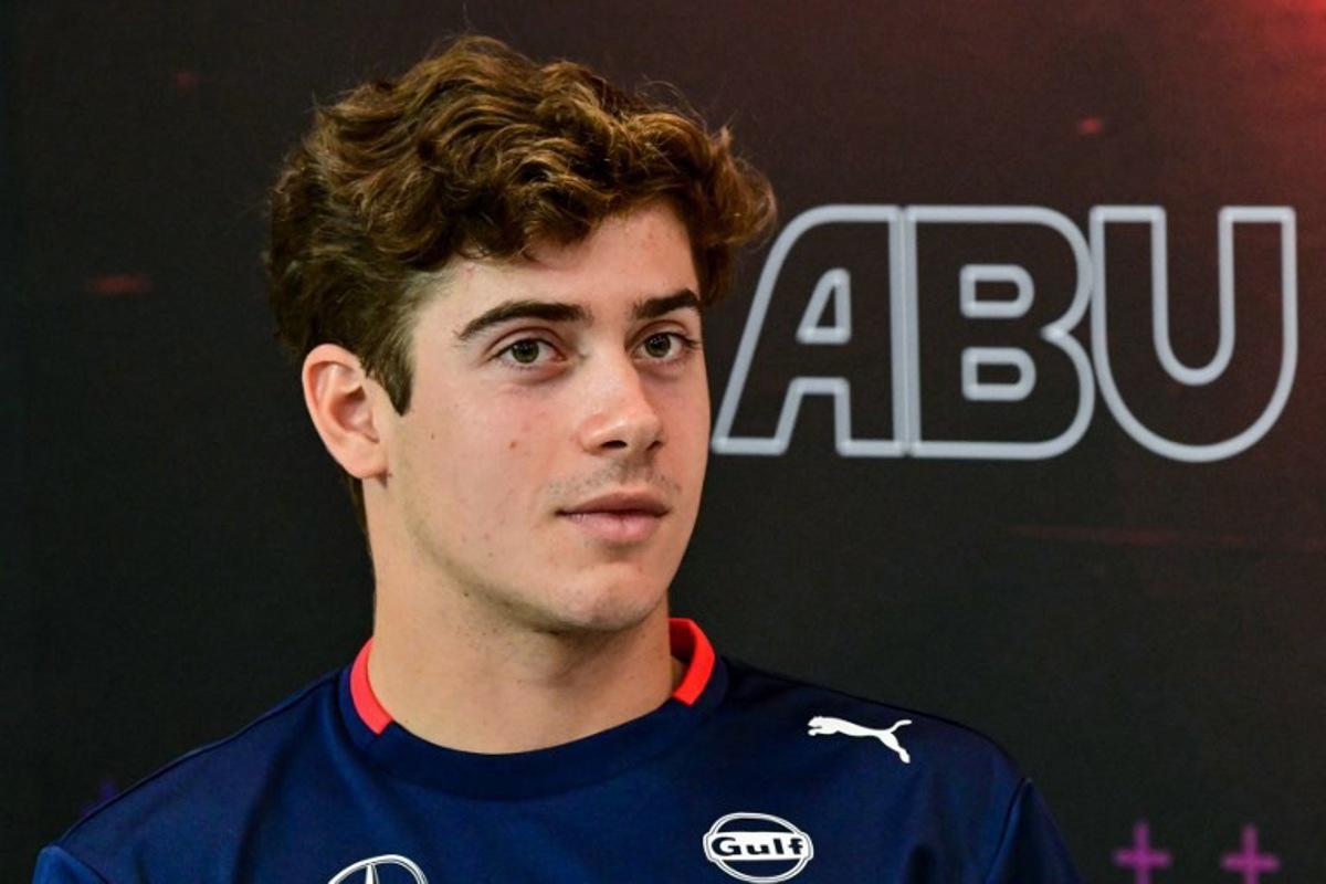 Williams' Argentinian driver Franco Colapinto attends a press conference ahead of the Abu Dhabi Formula One Grand Prix at the Yas Marina Circuit in Abu Dhabi on December 5, 2024. Giuseppe CACACE / AFP