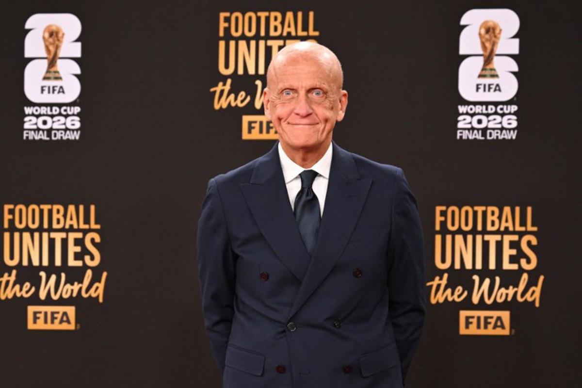 Chairman of the FIFA Referees Committee Pierluigi Collina poses on the red carpet upon arrival to attend the draw for the 2026 FIFA Football World Cup taking place in the US, Canada and Mexico, at the Kennedy Center, in Washington, DC, on December 5, 2025. Roberto SCHMIDT / AFP