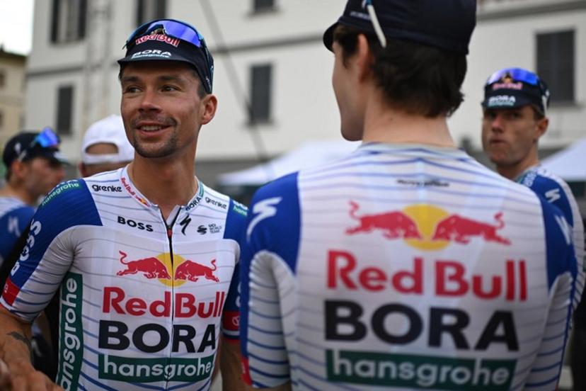 Primoz Roglic of team Red Bull - Bora - hansgrohe attends the team presentation on the eve of the first stage of the Tour of Switzerland (Tour de Suisse) cycling race, in Sondrio, Italy, on June 16, 2026. Marco BERTORELLO / AFP