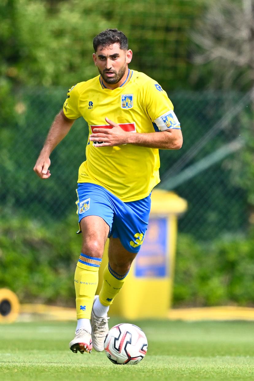 Westerlo's Dogucan Haspolat pictured in action during a friendly soccer game between Jupiler Pro League team KVC Westerlo and Saudi Arabian team Al Fahya, on Wednesday 22 July 2026 in Westerlo, in preparation of the upcoming 2026-2027 Belgian soccer season. BELGA PHOTO JOHAN EYCKENS