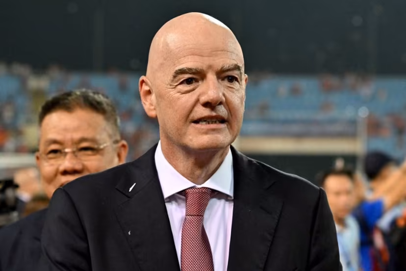 FIFA President Gianni Infantino looks on during the award ceremony at the end of the ASEAN Championship Cup 2026 final football match between Vietnam and Thailand in My Dinh National Stadium in Hanoi on August 26, 2026. Nhac NGUYEN / AFP